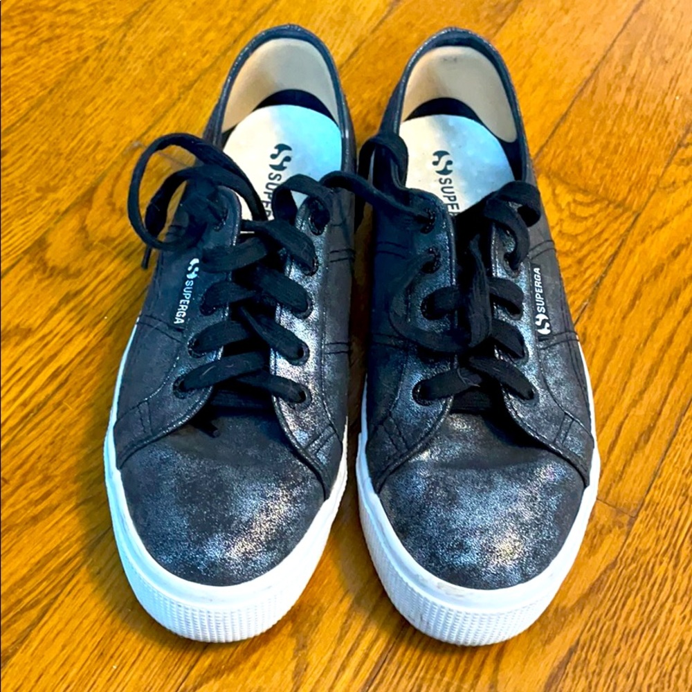 SUPERGA shoes Euro 37 US 6.5 EUC metallic black